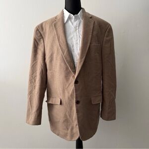 Ralph Lauren Sport Coat Blazer Men’s 44L Wool Cashmere Silk Jacket Tan 2 Button